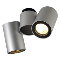ENOLA B SPOT2 Stropní, přisazené, bodové svítidlo, nastavitelný směr svícení 350°/180°, válcové, těleso hliník, povrch šedostříbrná-černá, nebo bílá, pro žárovku 2x50W, GU10 ES50, 230V, IP20, rozměry 210x135x67mm..