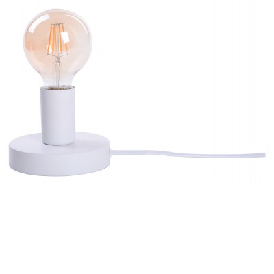 BOWIE Stolní lampa s objímkou, těleso kov, povrch bílá, pro žárovku 1x60W, E27, 230V, IP20, tř.2, rozměry d=115mm, h=95mm.