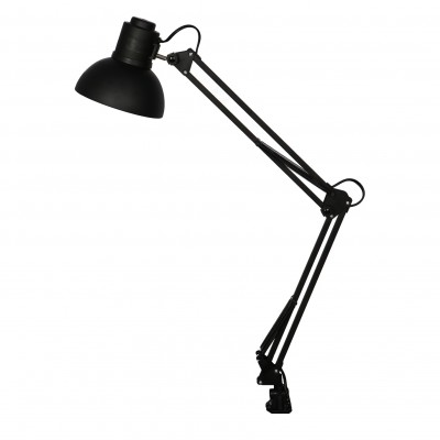 HANDY Stolní kancelářská lampa, 2 ramena, nastav směr svícení, těleso kov a plast, povrch černá, pro žárovku 1x60W, E27, 230V, IP20, tř.1, rozměry d=160mm, h=700mm.