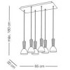 BELIO závěsná 6x M Závěsné svítidlo, základna kov, povrch chrom, stínítko bílé sklo, 6x40W, E14, 230V, IP20, 650x300mm, závěs=max.1800mm náhled 3