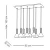 BELIO závěsná 8x M Závěsné svítidlo, základna kov, povrch chrom, stínítko bílé sklo, 8x40W, E14, 230V, IP20, 850x300mm, závěs=max.1800mm náhled 3