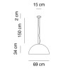 JACKEL Závěsné svítidlo, základna kov, bílá, stínítko opál prolamovaná struktura, LED 18W, teplá 3000K, 1800lm, Ra80, stmív TRIAC, 230V, IP20, tř.1, stínítko d=690mm h=350mm, vč. lank záv l=1500mm, lze zkr náhled 5