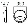 XDECK Dekorativní kryt pro přisazené, venkovní svítidlo, materiál hliník, povrch broušený, detail oční víčko, IP67, IK06, rozměry d=50mm, h=14,7mm, POUZE KRYT SVÍTIDLA náhled 3