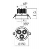 XDRILL Vestavné, trojbodové svítidlo, nastav směr sv, materiál hliník černá, krycí plast transp, LED 3x9W, 1890lm, teplá 2700K, UGR<10, Ra90, 230V, IP20, tř.2, d=150mm, h=113mm, vč trafa náhled 3