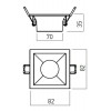 XKONE Stropní, vestavné, bodové, komínkové čtvercové svítidlo, materiál hliník, povrch černá, pro žárovku 1x50W, GU10, ES50, 230V, IP20, tř.1, rozměry 82x82x35mm náhled 4