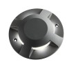 XPUCK Podlahové kruhové svítidlo, základna hliník tmavě šedá, čtyři boční průzory, LED 6W, 1000lm, teplá 3000K, 230V, IP67, statická zátěž 500kg, IK08, Ra80, tř.1, d=200mm, h=42mm, montáž na povrch náhled 1