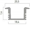 PRF profil IX Zápustný profil pro instalaci LED pásků do sádrokartonu, materiál hliník, povrch šedá, rozměry 25,5x1,4mm, délka l=2000mm. náhled 2