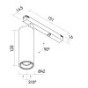 XCLICK S Bodové svítidlo do lištového systému, nastavitelný směr svícení, těleso hliník, bílá, LED 10,8W, 890lm/592lm, teplá 2700K, vyzař. úhel 26°, UGR<10, Ra90, stmív PWM, 48V, IP20, d=42mm, l=120mm náhled 4