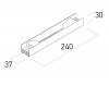XUNO Spojka lineární, materiál hliník, povrch bílá, IP20, tř.1, rozměry 37x240x30mm náhled 2