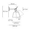 TOLOMEO PARETE DIFF. Nástěnná lampa, těleso leštěný hliník, pro žárovku1x70W, E27, 230V, IP20, l=240mm, POUZE TĚLESO BEZ STÍNÍTKA náhled 1