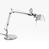 TOLOMEO MICRO LED Stolní lampa, ramena hliník leštěný, klobouk matný elox, 8W, LED, teplá 3000K, 350lm, 230V, IP20, l=max.690mm, ramena 370mm + 340mm, základna samostatně náhled 1