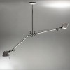 TOLOMEO DUE Stropní závěsné svítidlo lustr, nastavitená ramena základna leštěný hliník, klobouky matný hliník, 2x100W, E27, 230V, IP20, l=1500mm, závěs=760-1200mm náhled 2