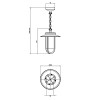MONTPARNASSE Závěsné venkovní svítidlo, základna kov, povrch nikl lesk, kryt sklo transparentní s kovovým rámem, pro žárovku 60W, E27, 230V, IP44, tř.2, w=205mm, závěsný řetěz l=1320mm, lze zkrátit náhled 5
