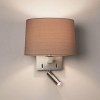 AZUMI LED Nástěnné svítidlo s nastav bodovkou, základna kov, povrch nikl mat, imitace opotřebení, pro žárovku 60W, E27 + LED 1W, 230V, IP20, tř.1, d=209mm, h=120mm, vč. vypínače, vč. trafa, STÍNÍTKO SA náhled 1