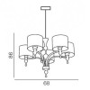 IMPRESS 5 Závěsné svítidlo, lustr 5 ramen, těleso kov, povrch chrom, doplňky akryl čirý, stínítko textil průsvit bílý, pro žárovku 5x60W, E27, 230V, IP20, d=680mm, v=860mm, záv řetěz l=500mm, lze zkrát náhled 4