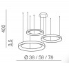 AGNES Závěsné svítidlo, hliník. povrch zlatá, LED 120W, přepínačem CCT nast. teplota teplá 3000K- denní 6000K, stmív TRIAC, 230V, IP20, d=380+580+780mm, vč. závěs lanka l=2000mm, lze zkr. náhled 4