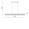 OLIVIER Závěsné svítidlo, těleso hliník, povrch černá, dif plast opál, LED 10W+40W, 2700lm, teplá 3000K, stmív. TRIAC, rozměry 1180x50mm, vč závěs lanka l=1500mm, lze zkr, svítí nahoru/dolů. náhled 6