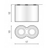 BROSS2 Stropní, přisazené, bodové svítidlo, těleso hliník, povrch černá, výklopný světelný zdroj +-60°, 2x50W, GU10, 230V, IP20, rozměry: d=170mm, l=120mm. náhled 5