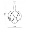 ANTIRES Závěsné svítidlo, základna kov, povrch chrom, listy difuzoru sklo opál, pro žárovku 5x40W, E27, 230V, IP20, rozměry dr=600mm, vč. závěsu l= 1400mm, lze zkrátit náhled 4