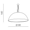 MAGMA Závěsné svítidlo, těleso kov, stínítko vnější černá, vniřtní bílá, pro žárovku 1x60W, E27, 230V, IP20, tř.1, d=700mm, závěsný kabel l=1400mm, lze zkrátit náhled 3