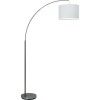 CLARIE Stojací lampa s vyloženým ramenem, základna kov, povrch chrom mat, stínít textil, bílá, sklo opál mat 1x60W, E27, A60, 230V, IP20, stínidlo d=400mm, h=330mm, těleso h=1760mm, ram 950mm náhled 1