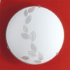 MARS Stropní svítidlo, těleso kov, povrch bílá, difuzor sklo satinované s dekorací listy, pro žárovku 1x60W, E27, A60, 230V, IP20, rozměry d=245mm. náhled 1