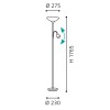 UP 2 VÝPRODEJ Stojací lampa, základna kov, povrch nikl mat, difuzor plast, sklo, opál, pro žárovku 1x60W/E27, A60, 1x25W/E14, 230V, IP20, tř.2, d=275mm, h=1765mm, vč. 2x vypínače náhled 4