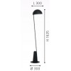 ARANZOLA Stojací lampa, těleso kov, povrch černá, pro žárovku 1x40W, E27, 230V, IP20, tř.2, rozměry d=300mm, h=1635mm, vč. vypínače na kabelu náhled 2