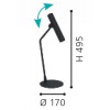 ALMUDAINA Stolní lampa, těleso kov, nast. směr svícení, povrch černá, LED 5W, teplá 3000K, 480lm, Ra80, 230V, IP20, tř.2. rozměry d=170mm, h=495mm, vč. vypínače na kabelu náhled 3