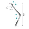 FIRMO Stolní lampa, těleso kov, povrch šedostříbrná, pro žárovku 1x40W, E27, A60, 230V, IP20, dvě ramena celkem l=955mm, s vypínačem. náhled 5