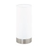 PASTERI VÝPRODEJ Stolní lampa, základna kov, povrch nikl mat, stínítko textil bílá, pro žárovku 1x40W, E27, 230V, IP20, tř.2, rozměry d=120mm, h=255mm, dotykový vypínač a stmívač náhled 1