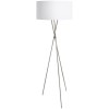 FONDACHELLI VÝPRODEJ Stojací lampa, trojnožka, základna kov, povrch nikl mat, stínítko textil vnější bílá, vnitřní stříbrná, pro žárovku 1x60W, E27, A60, 230V, IP20, tř.2, rozměry d=510mm, h=1515mm, vypínač na náhled 1