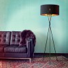 FONDACHELLI VÝPRODEJ Stojací lampa, trojnožka, základna kov, povrch nikl mat, stínítko textil vnější bílá, vnitřní stříbrná, pro žárovku 1x60W, E27, A60, 230V, IP20, tř.2, rozměry d=510mm, h=1515mm, vypínač na náhled 5
