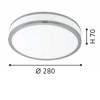 PALERMO 2 VÝPRODEJ Stropní svítidlo, základna kov, povrch bílá, difuzor plast opál, chromové detaily, LED 24W, teplá 3000K, 230V, IP20, tř.1, rozměry d=410mm, h=60mm náhled 4