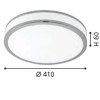PALERMO 2 VÝPRODEJ Stropní svítidlo, základna kov, povrch bílá, difuzor plast opál, chromové detaily, LED 24W, teplá 3000K, 230V, IP20, tř.1, rozměry d=410mm, h=60mm náhled 5