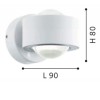 ONO 2 Nástěnné svítidlo, základna hliník, povrch bílá, krycí plast transparentní, LED 2x2,5W, teplá 3000K, 460lm, 230V, IP20, tř.1, rozměry 90x80x130mm, svítí nahoru/dolů náhled 3