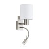 PASTERI VÝPRODEJ Nástěnné svítidlo, flexi rameno, husí krk, základna kov nikl mat, stínítko textil šedohnědá, pro žárovku 1x40W, E27 + LED 3,5W, 380lm, teplá 3000K, 230V, IP20, tř.1, 150x380x195mm, vč vypí náhled 2