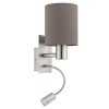 PASTERI VÝPRODEJ Nástěnné svítidlo, flexi rameno, husí krk, základna kov nikl mat, stínítko textil šedohnědá, pro žárovku 1x40W, E27 + LED 3,5W, 380lm, teplá 3000K, 230V, IP20, tř.1, 150x380x195mm, vč vypí náhled 4