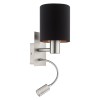PASTERI VÝPRODEJ Nástěnné svítidlo, flexi rameno, husí krk, základna kov nikl mat, stínítko textil šedohnědá, pro žárovku 1x40W, E27 + LED 3,5W, 380lm, teplá 3000K, 230V, IP20, tř.1, 150x380x195mm, vč vypí náhled 5