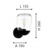 DONATORI Nástěnné venkovní svítidlo, základna hliník, povrch černá, kryt plast transparetntní, pro žárovku 1x60W, E27, 230V, IP44, tř.1. rozměry 260x190x155mm náhled 2