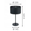 MASERLO 1 Stolní lampa, těleso kov, povrch černá, stínítko textil, pro žárovku 1x40W, E27, 230V, IP20, tř.2, rozměry stínítka d=230mm, základna d=145mm, h=415mm, vč. vypínače na kabelu náhled 2