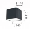 GRIMASOLA Stropní přisazené svítidlo, základna hliník, povrch černá, difuzor plast opál, pro žárovku 1x25W, E27, 230V, IP20, tř.1. rozměry 140x110x140mm náhled 3
