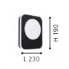 MADRIZ Nástěnné venkovní svítidlo, základna hliník, povrch černá, difuzor plast opál, LED 9W, 993lm, teplá 3000K, Ra80, 230V, IP44, tř.1. rozměry h=190mm, l=230mm náhled 2