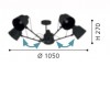 BASURTU Stropní svítidlo, nast. směr svícení, 5 ramen, těleso kov, povrch černá, pro žárovku 5x40W, E27, 230V, IP20, tř.2, rozměry d=1050, h=270mm náhled 2