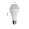 Smart Bulb 14W E27 A65 Smart TUYA Zigbee Světelný zdroj, žárovka, sklo a kov, LED 14W, 1400lm, E27, dálk ovl, nebo smart tel. TUYA, Zigbee stmív., nast CCT, 2700K až 6500K, RGB, Ra80, 230V, životnost 20 000h, rozměry d=65mm, l=134mm náhled 3