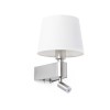 KOPAL 1x20W E27 LED 1x3W Nástěnné svítidlo, materiál kov, povrch nikl mat, stínítko textil bílý, pro úspornou žárovku 1x20W E27+ směrová LED 3W, teplá 3000K, 230V, IP20, tř.1, rozměry 290x225x200mm, s dvoj-vypínačem. náhled 1