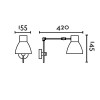 CELIA Nástěnná lampa, základna, stínítko a nastavitelné remano kov, povrch černá, pro žárovku 1x20W, E14, 230V, IP20, tř.2, rozměry rameno l=420mm, přívodní kabel 1,8m, vč. vypínače náhled 2