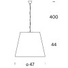AMAX Závěsné svítidlo, základna kov, povrch chrom stříbrná lesk, stínítko plast bílá, pro žárovku 1x150W, E27, 230V, IP20, tř.1. rozměry d=470mm h=400mm, včetně závěsu l=4000mm, lze zkrátit náhled 3