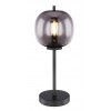 BLACKY Stolní lampa, základna kov, povrch černá mat, stínítko sklo kouřové, pro žárovku 1x60W, E27 230V, IP20, tř.1, rozměry d=185mm, h=450mm, vč vypínače na kabelu. náhled 1