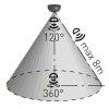 PIR 360°/120° 800W, IP20 Stropní vestavný senzor pohybu pro osvětlení, bílý, PIR, úhel záběru 360°/120°, dosah až 8m, 10s-15min, 3-2000lx, max.800W, 230V, IP20, d=50mm, h=65mm, pro os náhled 4